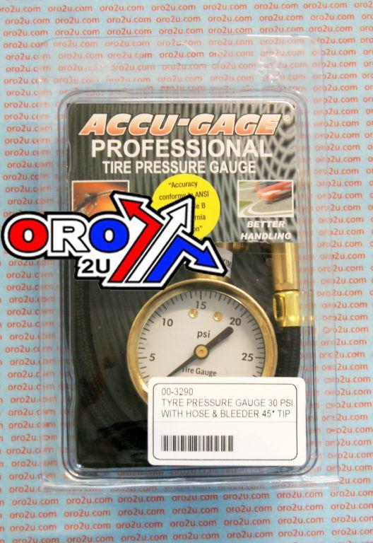 TYRE PRESSURE GAUGE 30 PSI., WITH HOSE & BLEEDER 45* TIP, H30XA thumbnail 2