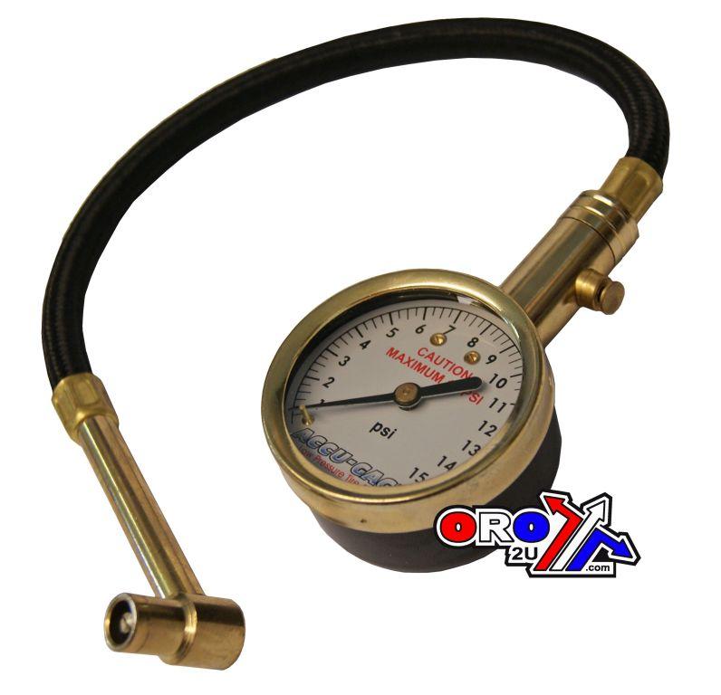 TYRE PRESSURE GAUGE 15 PSI., WITH HOSE & BLEEDER 90* TIP, RA15X thumbnail 3