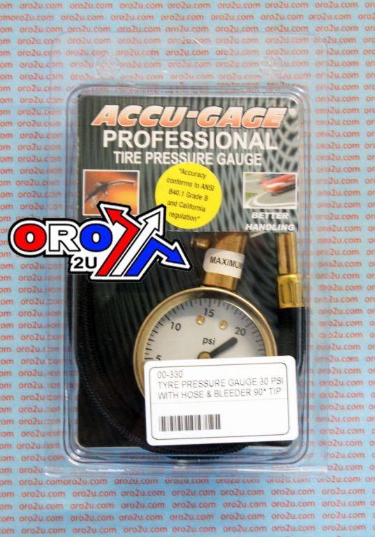 TYRE PRESSURE GAUGE 30 PSI, WITH HOSE & BLEEDER 90* TIP, RA30X thumbnail 2