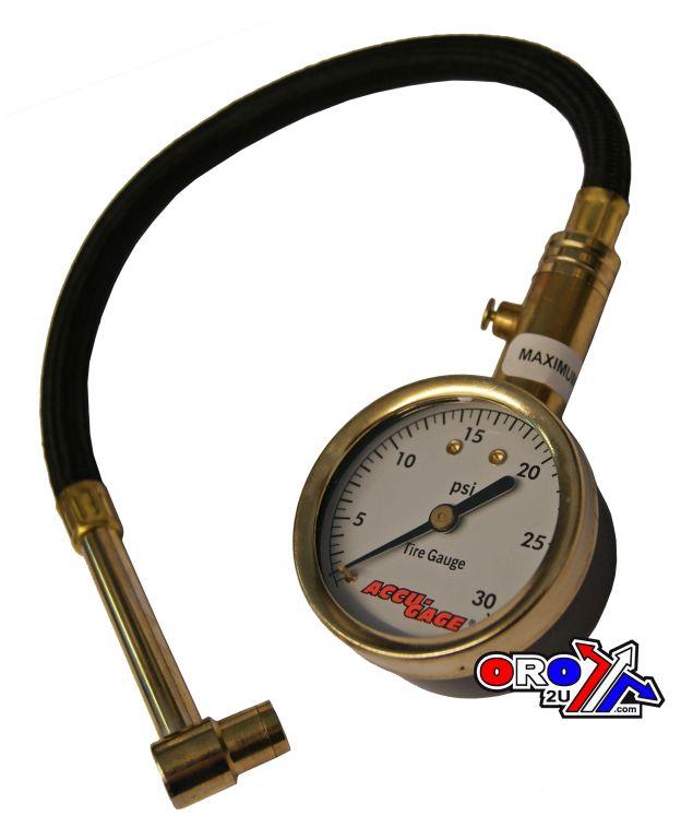 TYRE PRESSURE GAUGE 30 PSI, WITH HOSE & BLEEDER 90* TIP, RA30X thumbnail 3