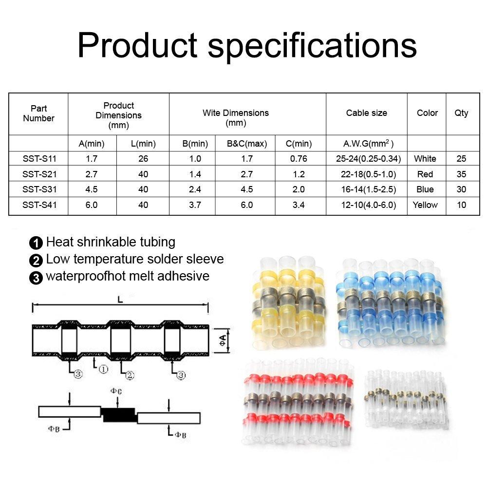 CONNECTOR WIRE KIT HEAT SOLDER SEAL, PACK OF 100, 10238 thumbnail 4