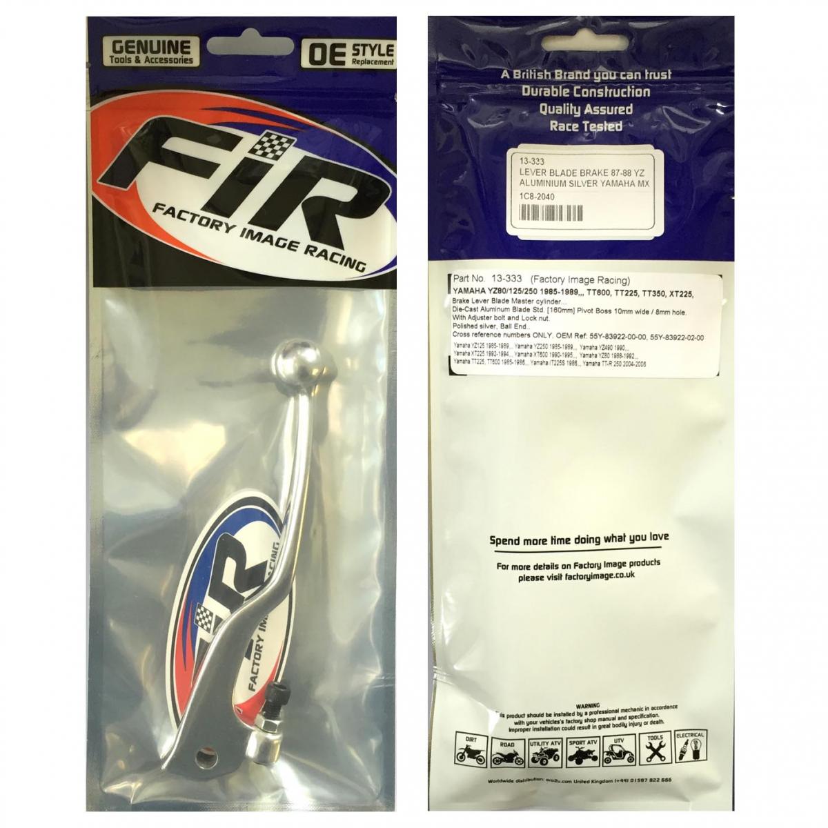 LEVER BLADE BRAKE 87-88 YZ, ALUMINIUM SILVER YAMAHA MX, Factroy Image Racing thumbnail 2