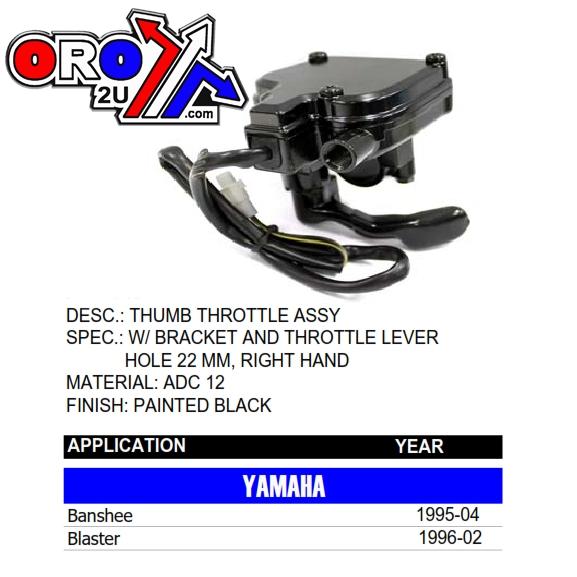 THUMB THROTTLE ASSEMBLY YAMAHA BLASTER YFS 200 BANSHEE YZF 350 ATV 3GG-26250-00-00 3GG-26250-00 thumbnail 4
