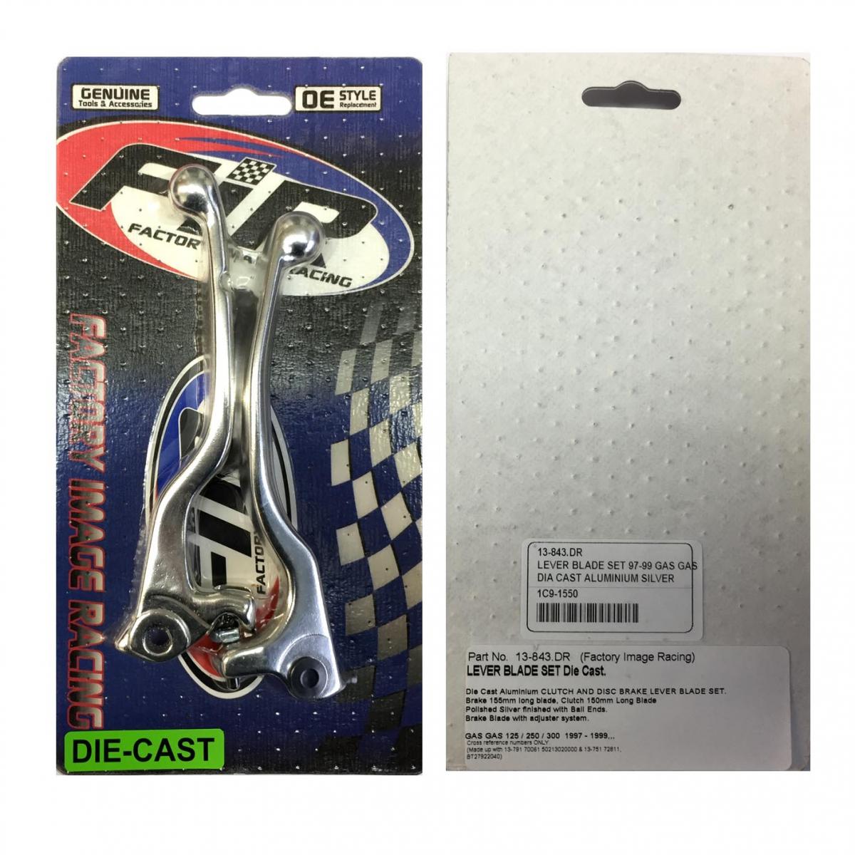 LEVER BLADE SET 97-99 GAS GAS, DIA CAST ALUMINIUM SILVER, MX-08493 thumbnail 2
