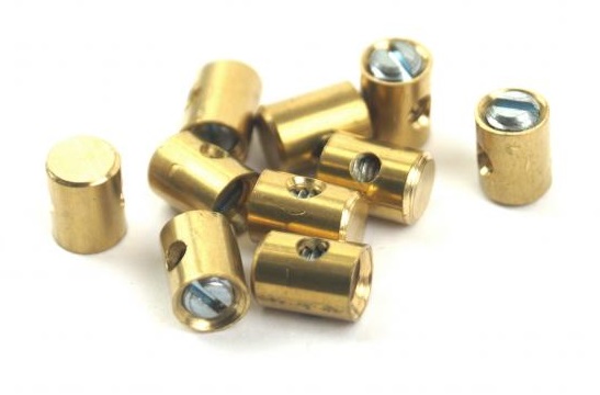 SOLDERLESS NIPPLE 5.5mm DIA x BARREL 7mm BRASS GRUB SCREW - PACK OF 10 image 1
