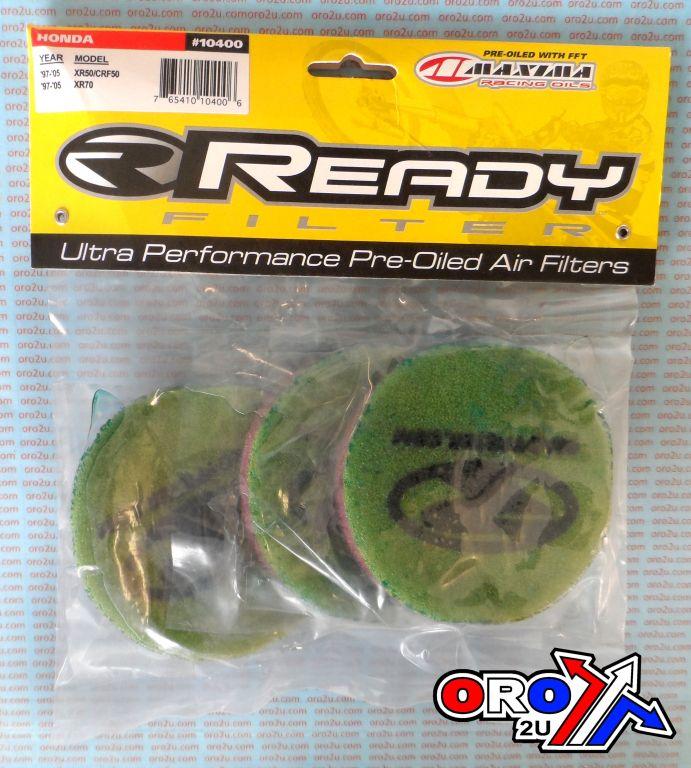 AIR FILTER 00-17 XR50 CRF70, READY 2 RACE OILED PACK-3 image 1