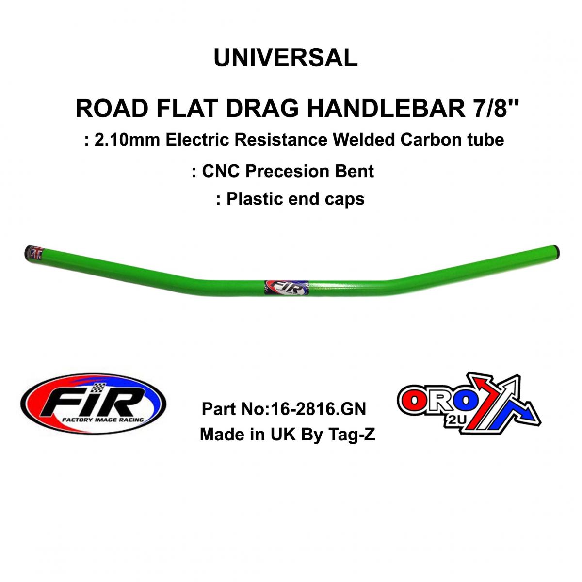 ROAD FLAT DRAG HANDLEBAR 7/8'', STREET SPORTS UNIVERSAL GREEN, / REN REF : 658-02 image 1