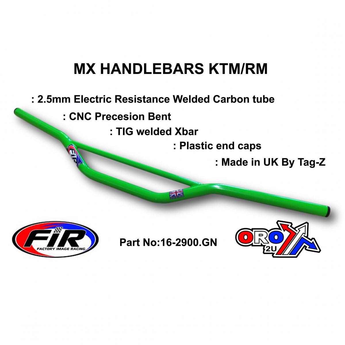 MX STEEL HANDLEBARS KTM/RM/CR, / GREEN 22mm / 7/8', REF 48-216 672 & 48-722 722-01 thumbnail 3