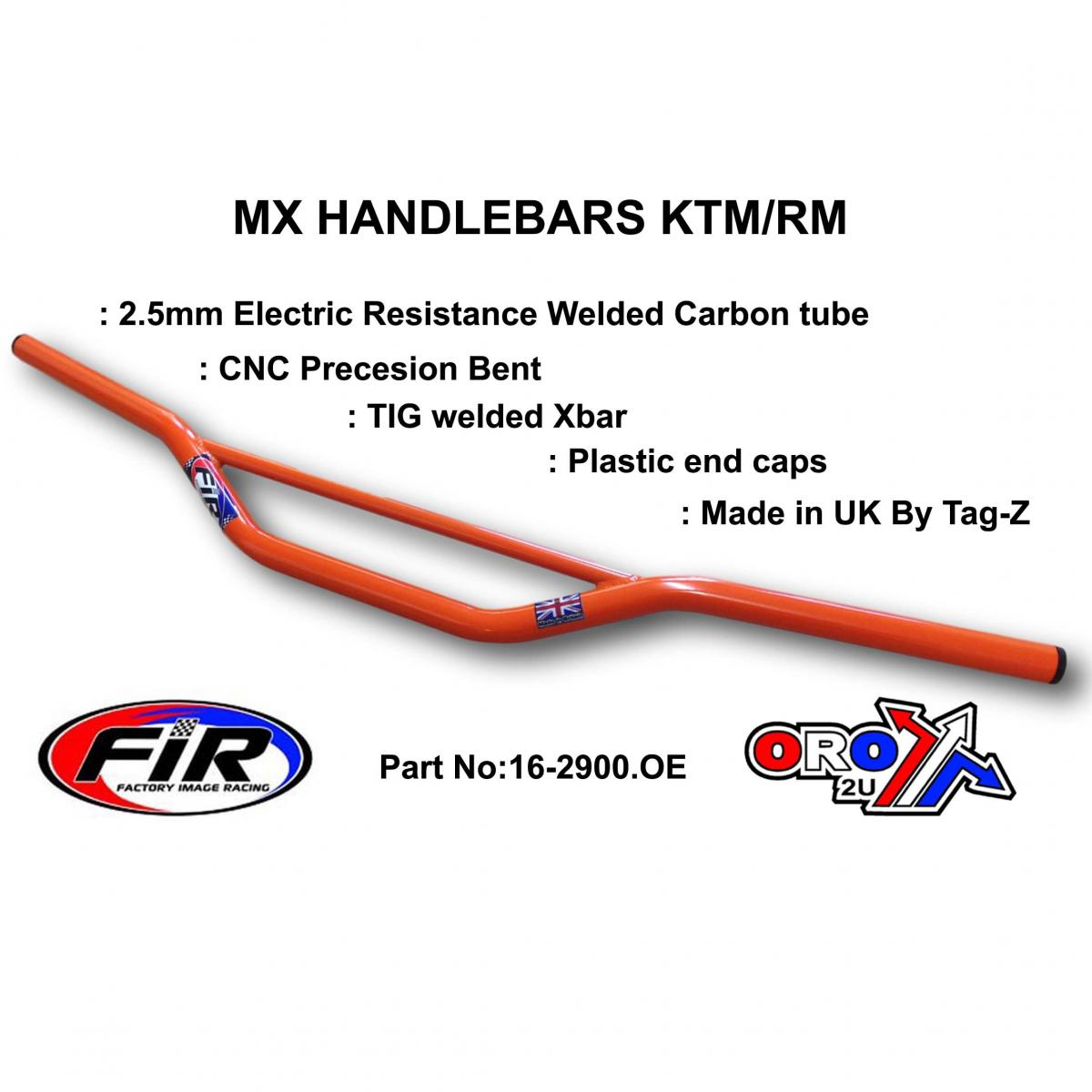 MX STEEL HANDLEBARS KTM/RM/CR, / ORANGE 22mm / 7/8', REF 48-216 672 & 48-722 722-01 thumbnail 3
