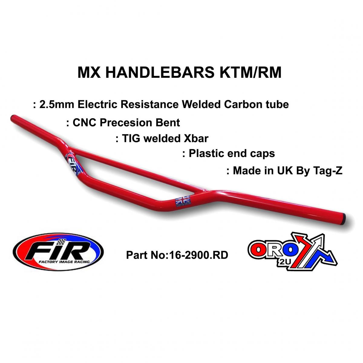 MX STEEL HANDLEBARS KTM/RM/CR, / RED 22mm / 7/8'', REF 48-216 672 & 48-722 722-01 thumbnail 3