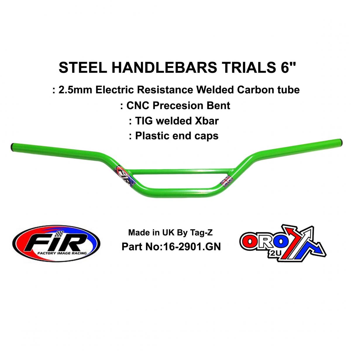 STEEL HANDLEBARS TRIALS 6, / GREEN22mm 7/8, REF 48-768 / 768-02 image 1