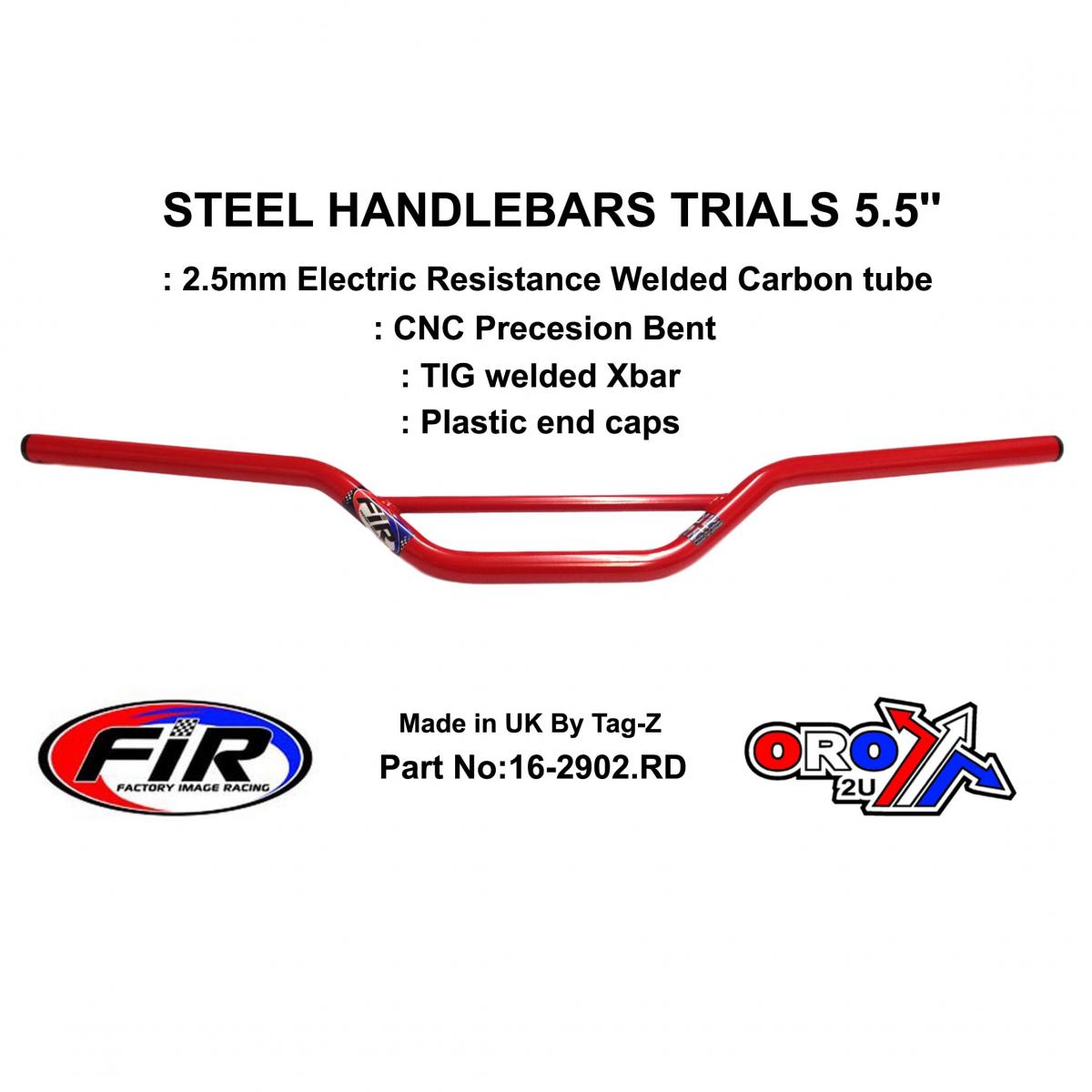STEEL HANDLEBARS TRIALS 5.5'', / G RED 22mm 7/8, REF 48-735 / 735-01 image 1