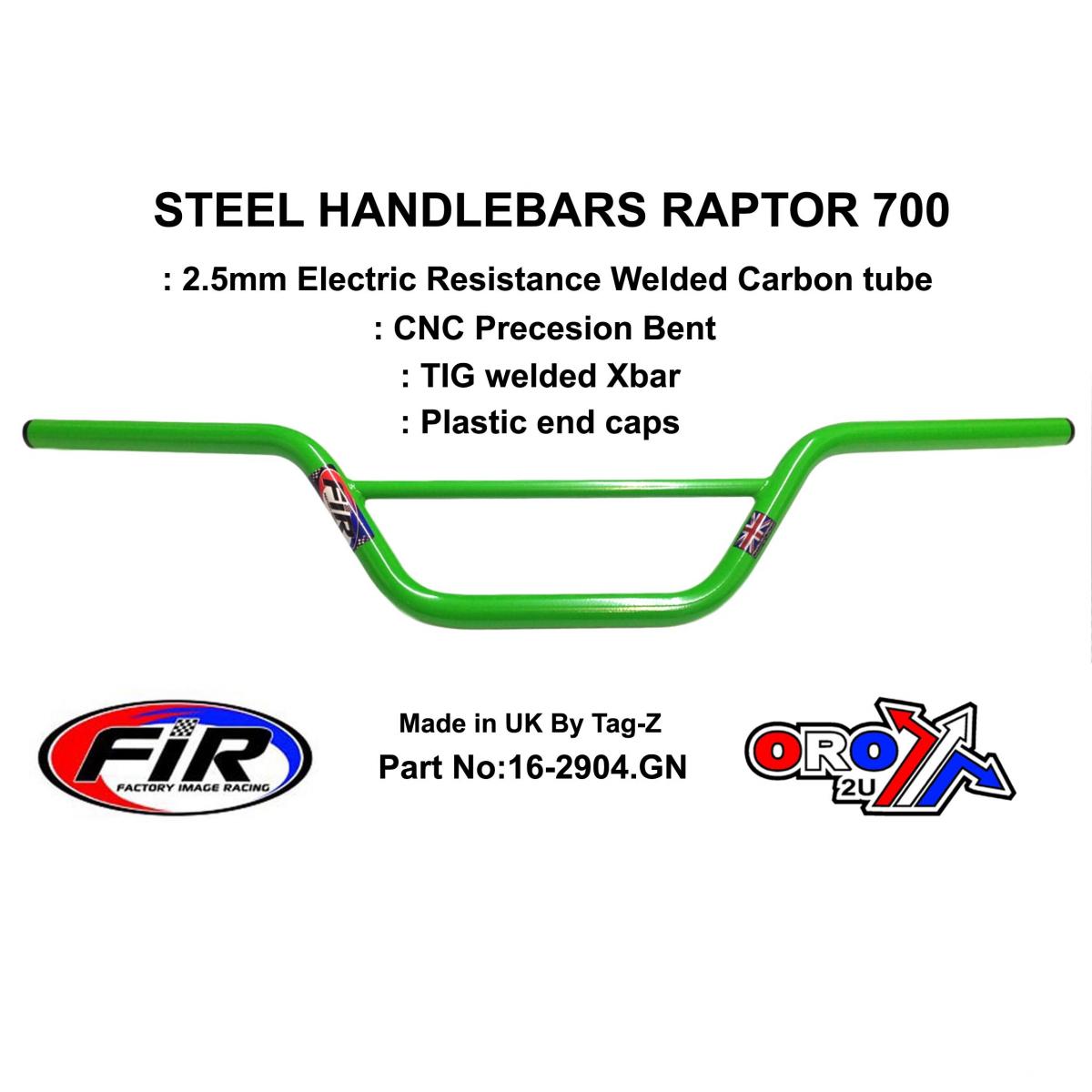 STEEL HANDLEBARS RAPTOR 700, / GREEN 22mm 7/8'', REF 48-811 / 811-01 image 1