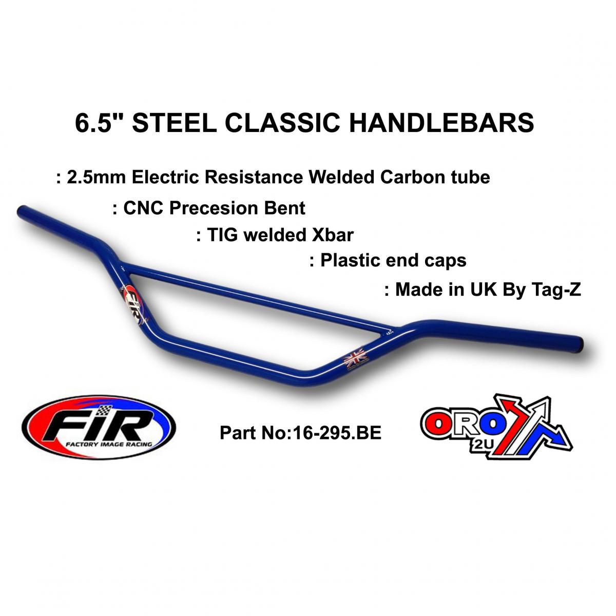 6.5 STEEL CLASSIC HANDLEBARS, / BLUE FULL GLOSS, Made in UK [TAG-Z] image 1