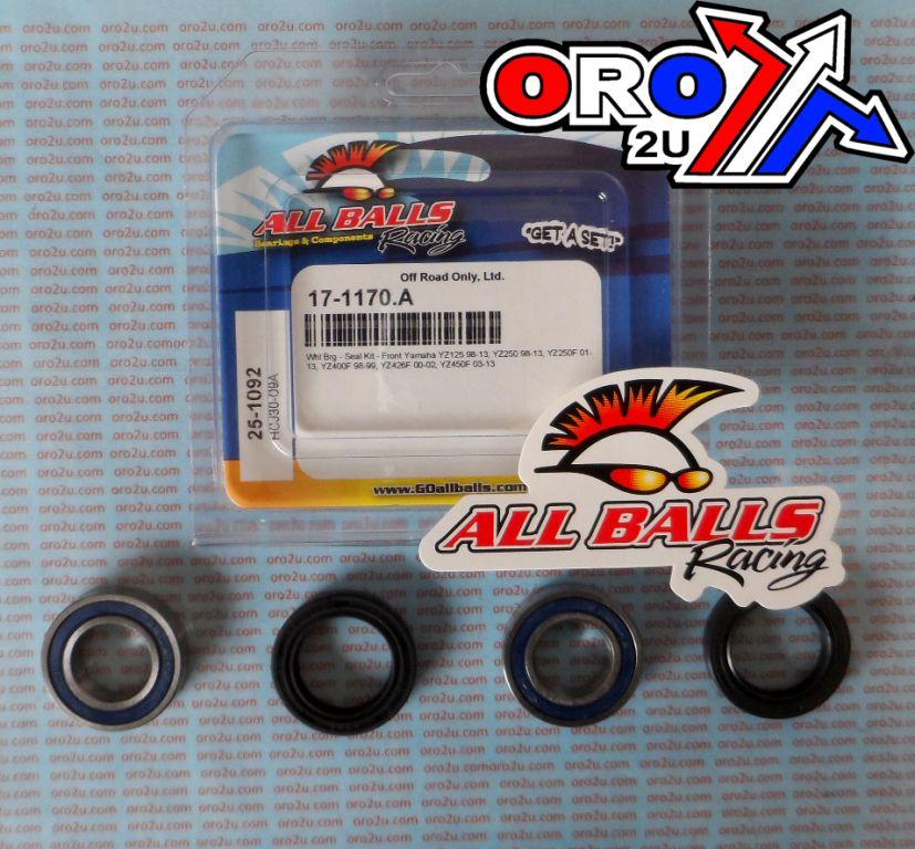 WHEEL BEARING KIT FRONT 98-22 YAM YZ 125-450, ALLBALLS 25-1092 DIRT thumbnail 2