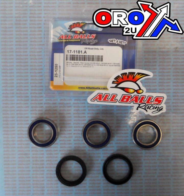 WHEEL BEARING KIT REAR 00-22 HON CR/CRF/SUZ RMX/RMZ, ALLBALLS 25-1250 DIRT thumbnail 2