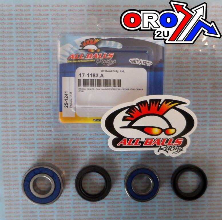 WHEEL BEARING KIT REAR 87-88 HON CR125/250/500, ALLBALLS 25-1241 DIRT thumbnail 2