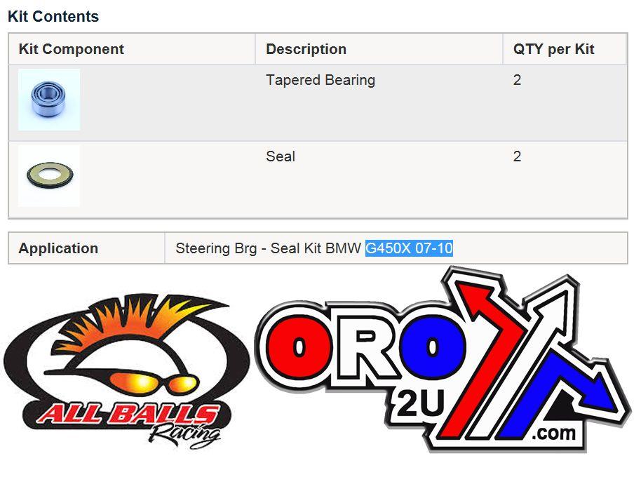 STEERING BEARING KIT ALLBALLS, ALLBALLS 22-1068 BMW/HARLEY thumbnail 3