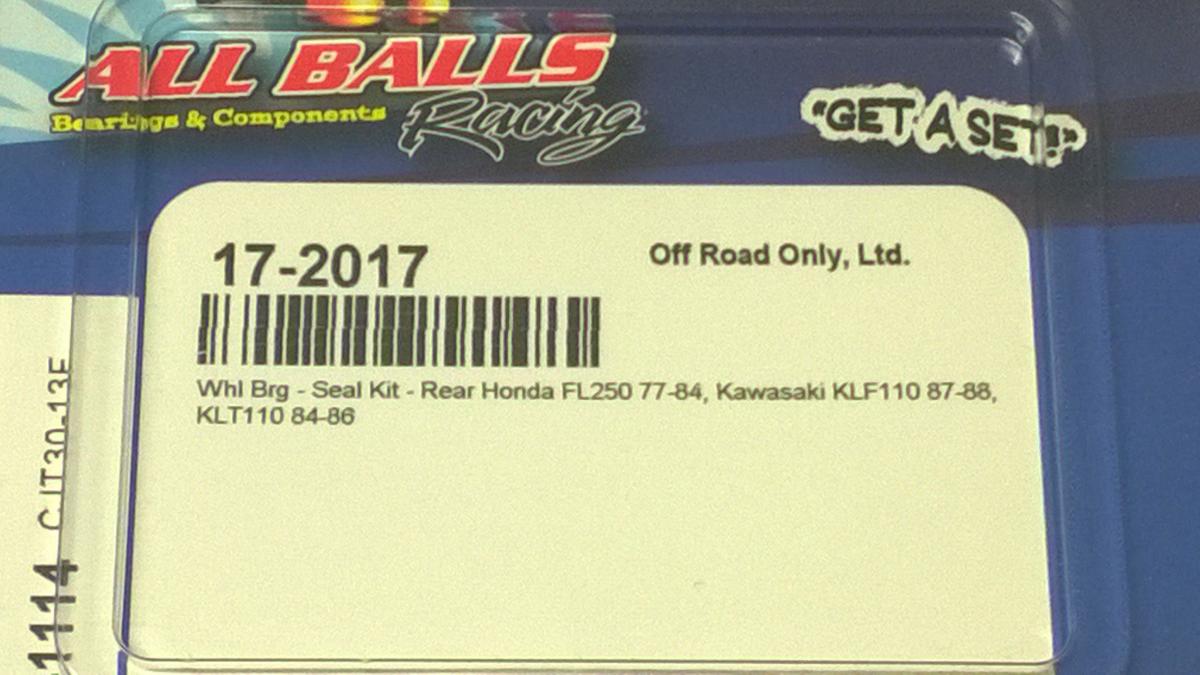 WHEEL BEARING KIT REAR 77-88 HON FL250/KAW KLF/T 110, ALLBALLS 25-1114 ATV thumbnail 3
