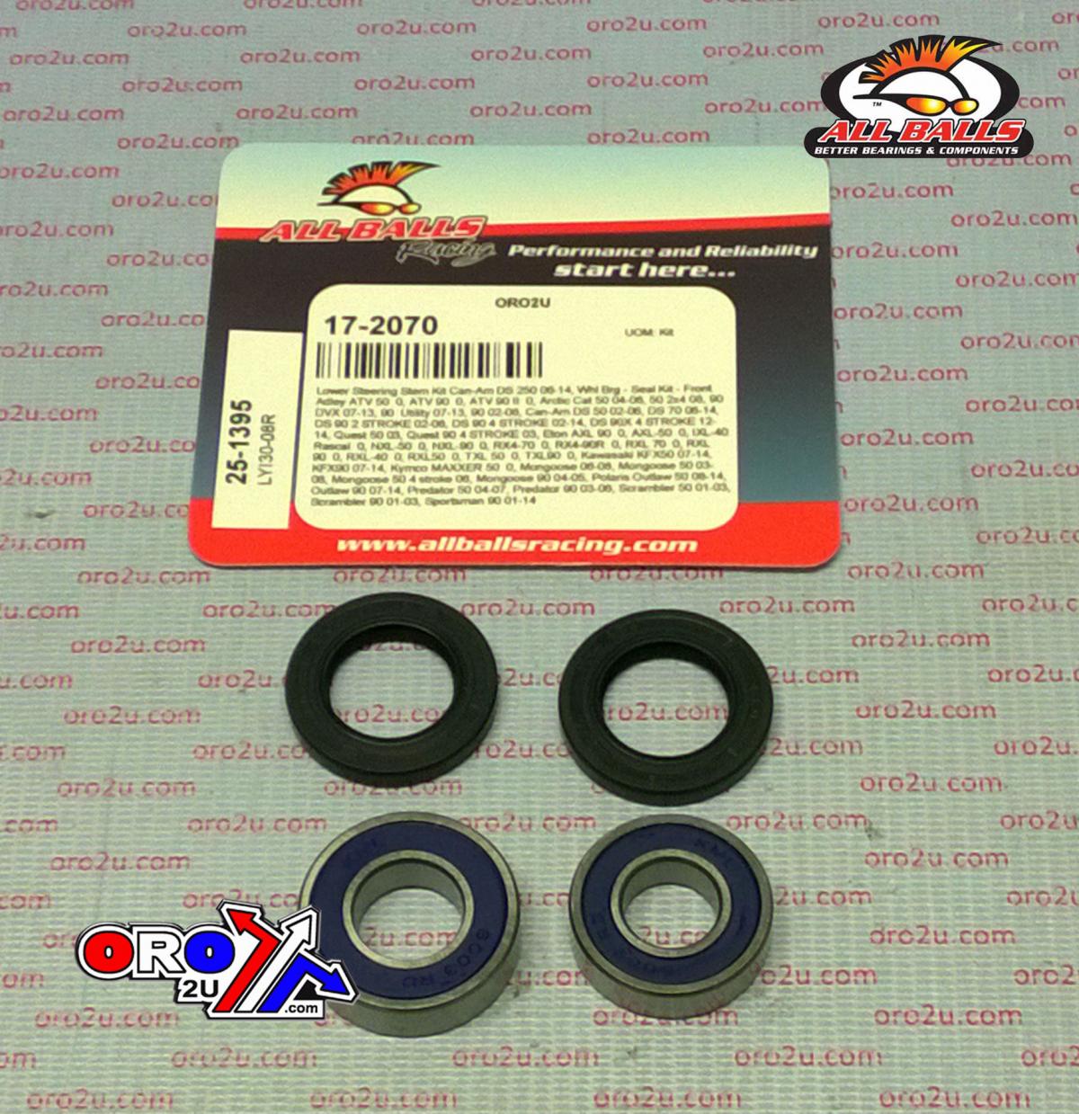 WHEEL BEARING KIT FRONT 01-22 CAN-AM/ADLEY/ARCTIC/ETON/KAW/KYM/POLARIS, ALLBALLS 25-1395 ATV thumbnail 2