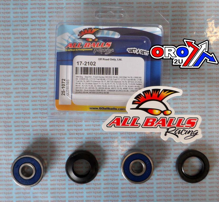 WHEEL BEARING KIT FRONT & REAR 66-96 HON CR/XR 50-200, ALLBALLS 25-1072 DIRT/ROAD thumbnail 2