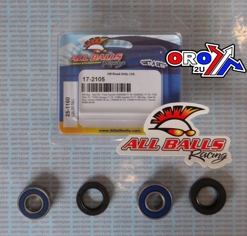 WHEEL BEARING KIT FRONT & REAR SUZ/HON GS/TS/CR 80-500, ALLBALLS 25-1160 DIRT/ROAD thumbnail 2