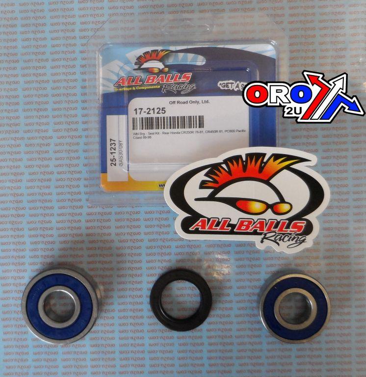 WHEEL BEARING KIT REAR 78-98 HON CR250/450/PC800, ALLBALLS 25-1237 DIRT/ROAD thumbnail 2