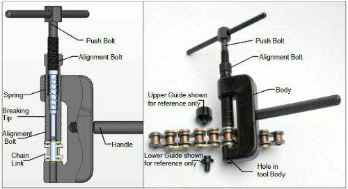 CHAIN BREAKER & RIVET CUTTING KIT 420-630 PITCH 2mm 3mm 4mm PINS thumbnail 2