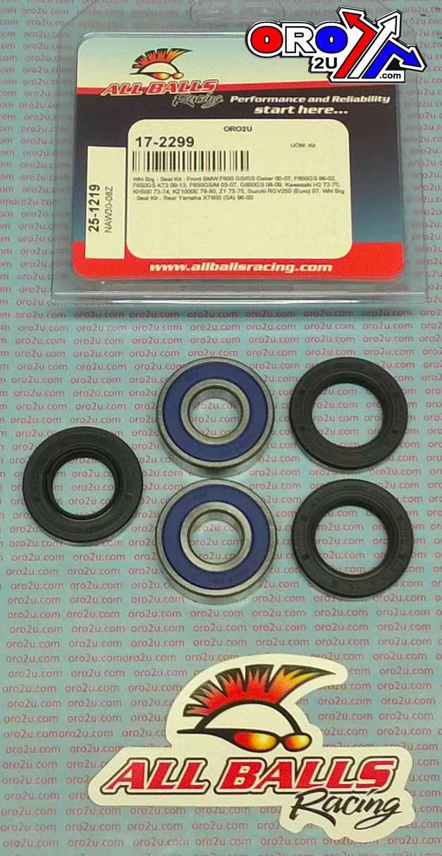 WHEEL BEARING KIT FRONT & REAR 72-22 BMW/HON/KAW/SUZ/YAM, ALLBALLS 25-1219 ROAD thumbnail 2
