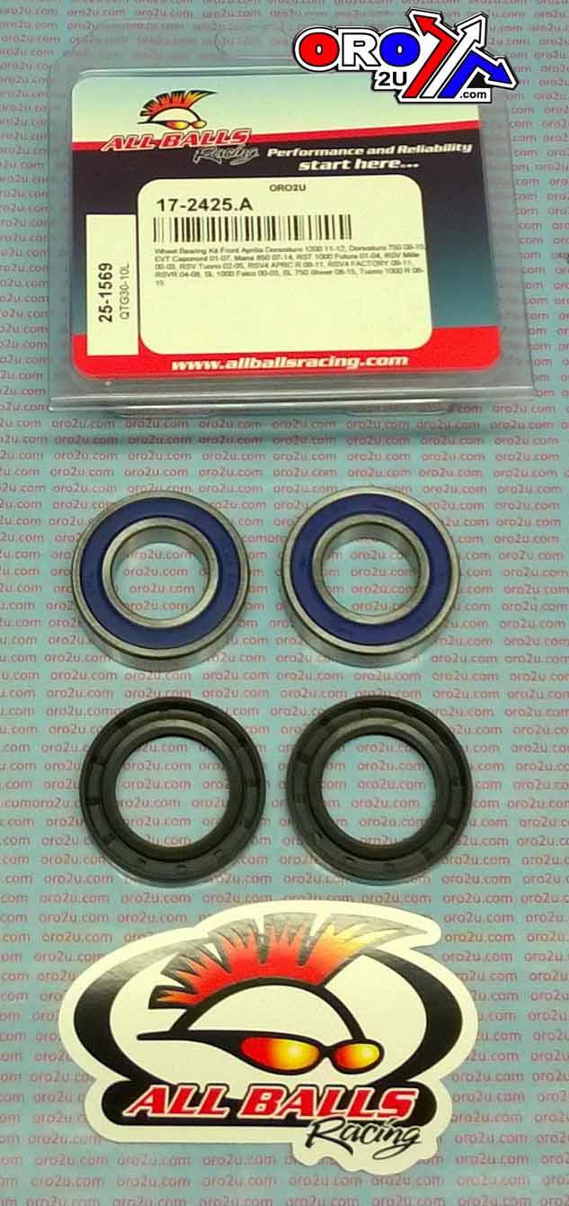 WHEEL BEARING KIT FRONT 93-20 APRILIA/BMW/CAG/GUZZY, ALLBALLS 25-1569 ROAD thumbnail 2