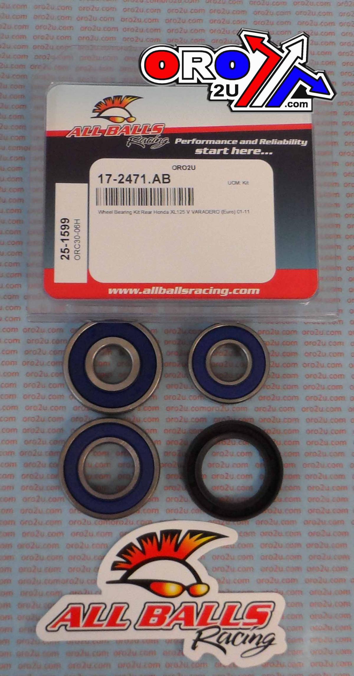 WHEEL BEARING KIT REAR 01-15 HON XL125 VARADERO, ALLBALLS 25-1599 ROAD thumbnail 2