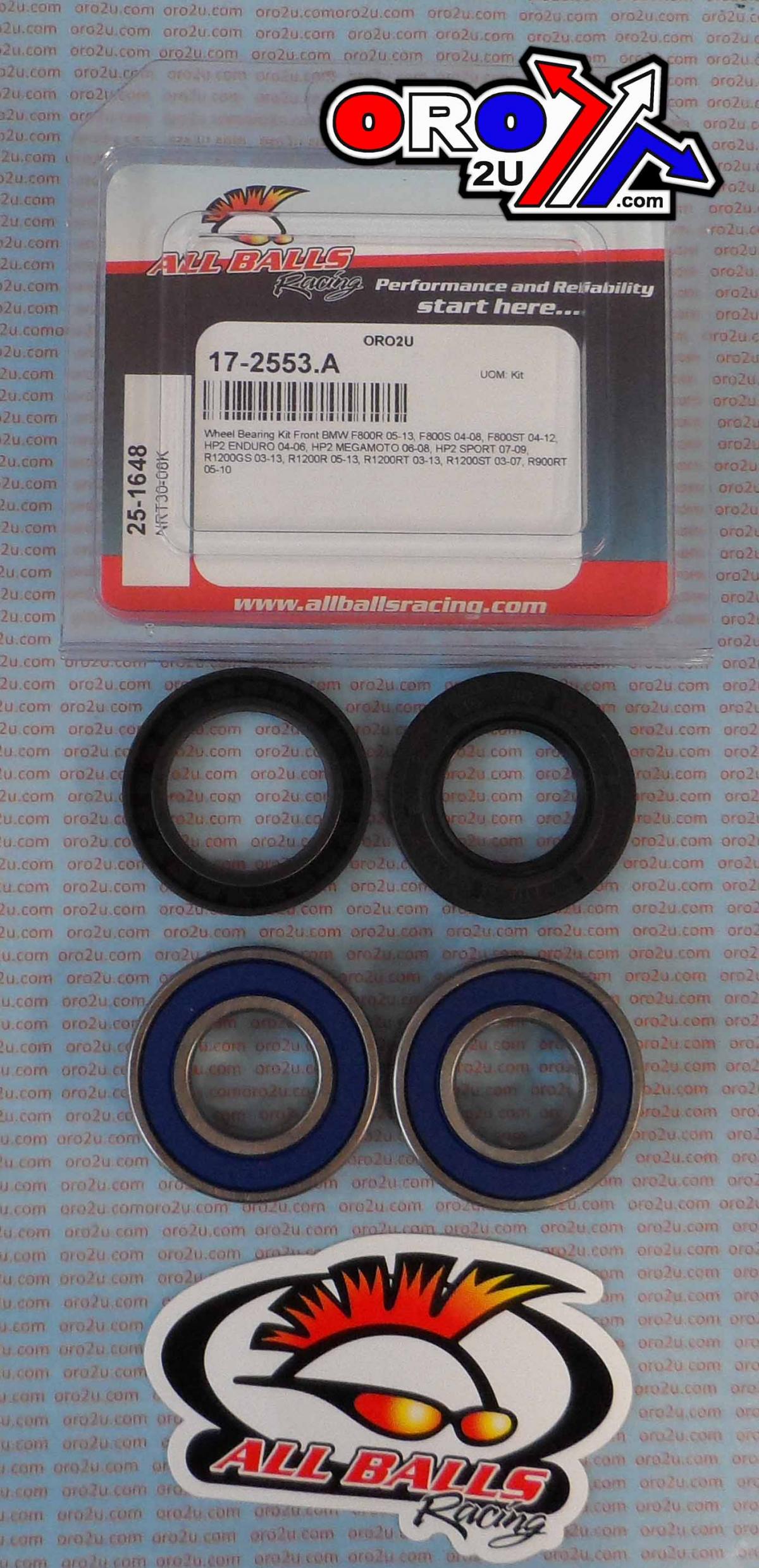 WHEEL BEARING KIT FRONT 03-14 BMW F/HP2/R 800-1200, ALLBALLS 25-1648 ROAD thumbnail 2