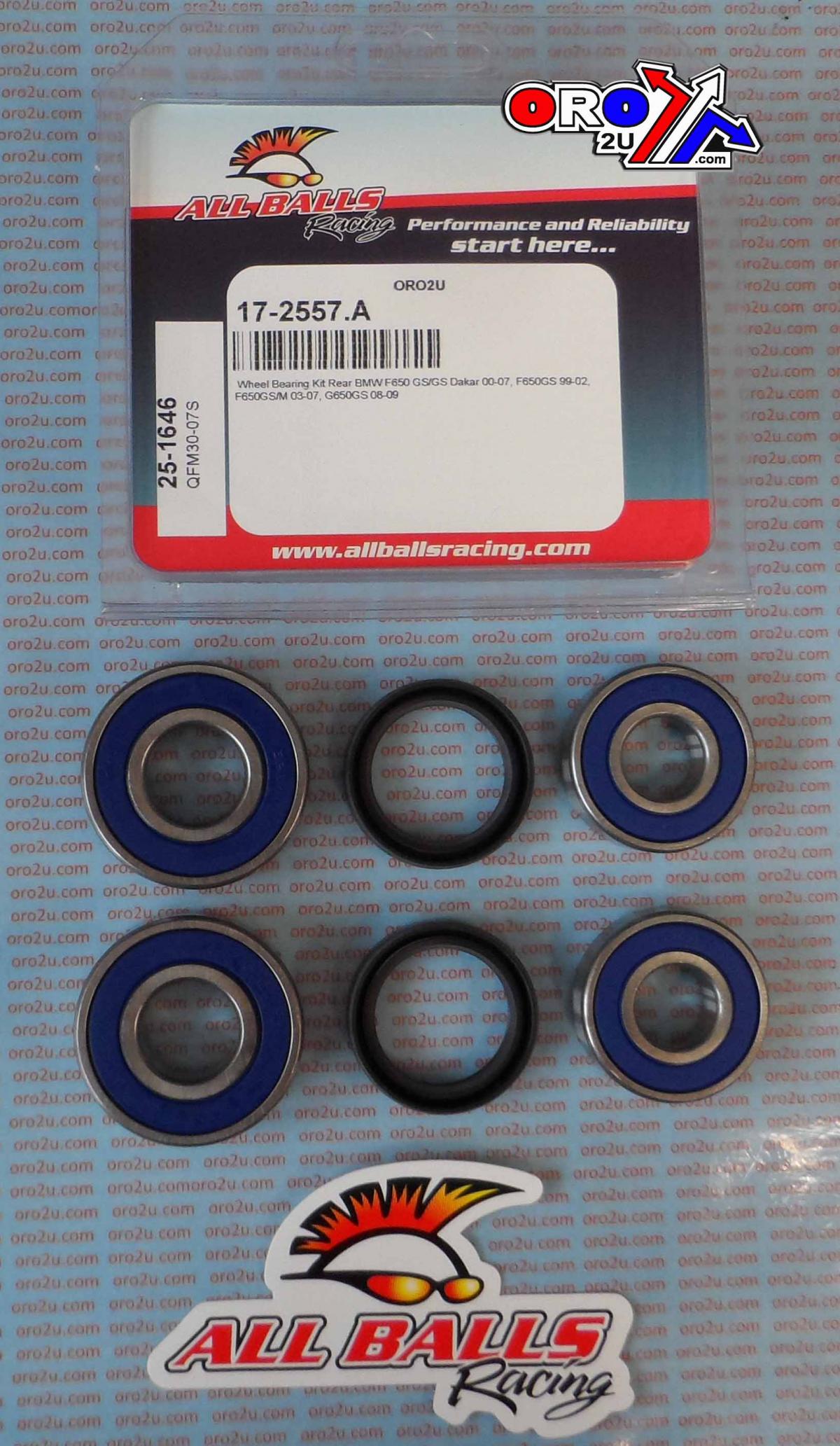 WHEEL BEARING KIT REAR 99-15 BMW F/G 650, ALLBALLS 25-1646 ROAD thumbnail 2