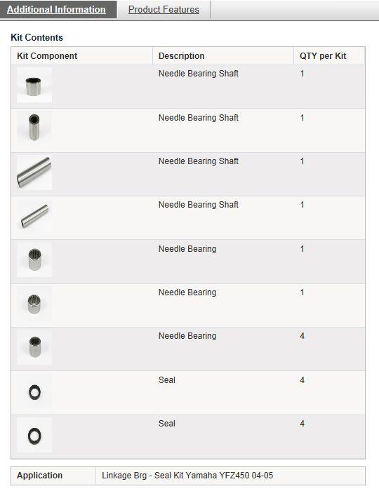 ARM LINKAGE BEARING KIT YFZ450, ALLBALLS 27-1116 YAMAHA 04-05 thumbnail 4