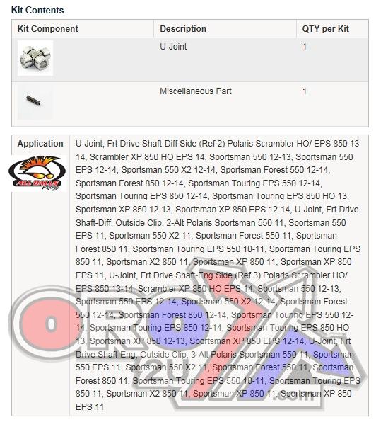 UNIVERSAL JOINT POLARIS, ALLBALLS 19-1016 thumbnail 4