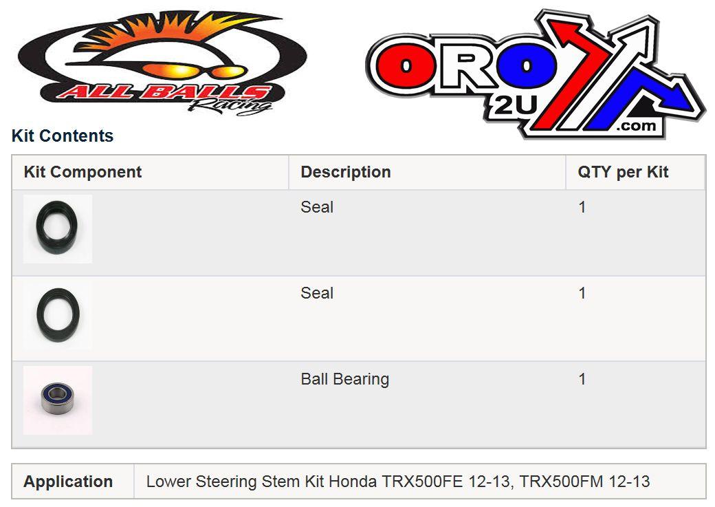 LOWER STEERING BEARING KIT, ALLBALLS 25-1685 TRX500 thumbnail 3