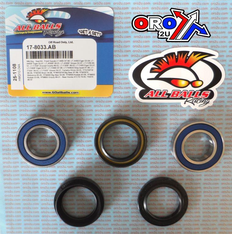 WHEEL BEARING KIT FRONT 87-22 KYMCO/SUZ/YAM, ALLBALLS 25-1108 ATV thumbnail 2