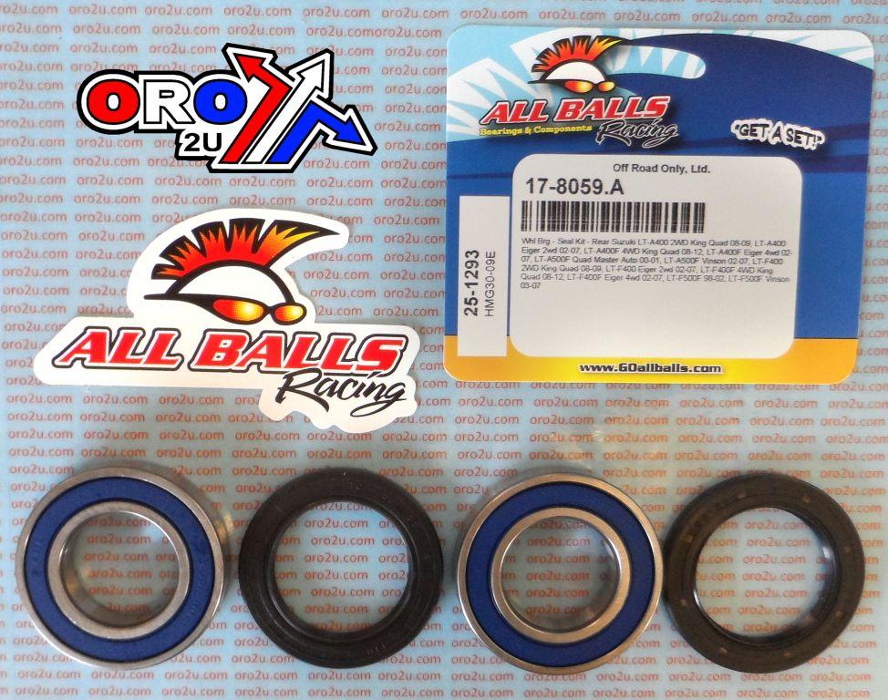 WHEEL BEARING KIT REAR 00-22 SUZUKI LT-A/F 400/500, ALLBALLS 25-1293 ATV thumbnail 2