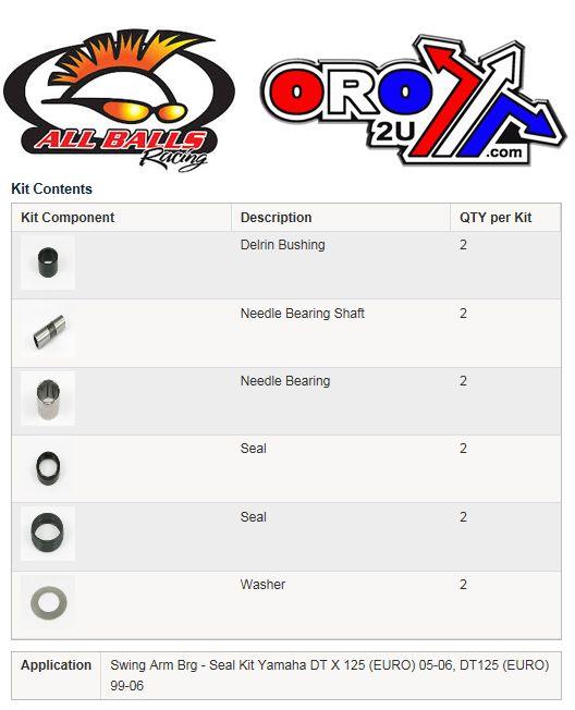 SWINGARM BEARING KIT ALLBALLS, ALLBALLS 28-1212 YAMAHA DT125 99-06 thumbnail 3