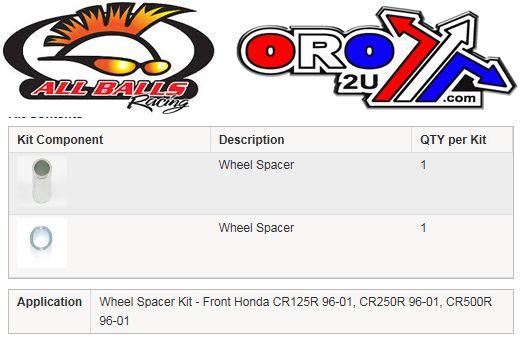 WHEEL SPACER KIT CR 96-01, ALLBALLS 11-1004FRONT thumbnail 3