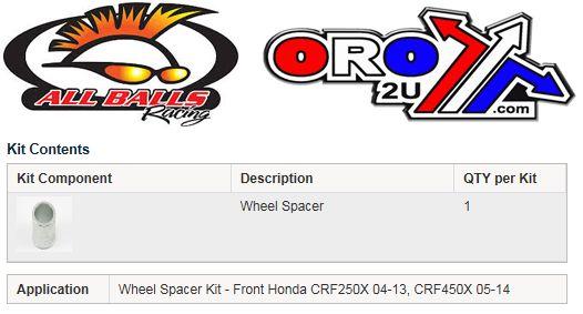 WHEEL SPACER KIT CRF250X 04-13, ALLBALLS 11-1007 CRF450X 04-13 thumbnail 3