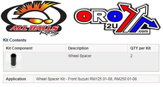 WHEEL SPACER KIT RM 125 01-08, ALLBALLS 11-1055-1 FRONT 250 thumbnail 3