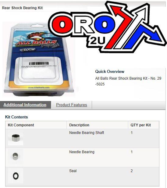 LOWER SHOCK BEARING KIT KFX, ALLBALLS 29-5025 KAW/SUZ LTZ thumbnail 3