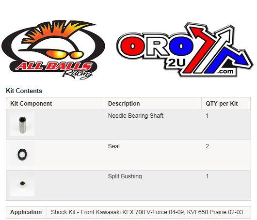 FRONT SHOCK BEARING KIT KFX, ALLBALLS 21-0006 700 V-Force thumbnail 3