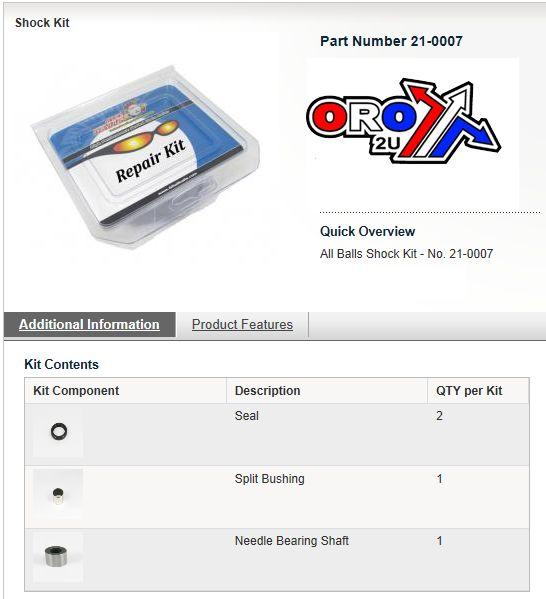 FRONT SHOCK BEARING KIT TRX, ALLBALLS 21-0007 TRX450ES thumbnail 4