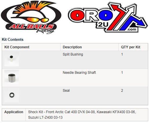 FRONT SHOCK BUSHING KIT ATV, ALLBALLS 21-0008 KFX400 LTZ400 thumbnail 3
