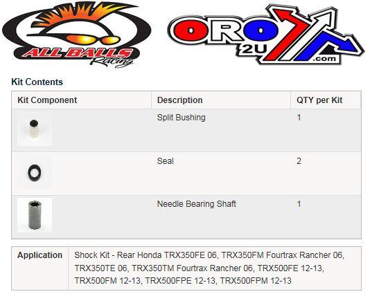 REAR SHOCK BUSHING KIT TRX350, ALLBALLS 21-1011 HONDA thumbnail 3