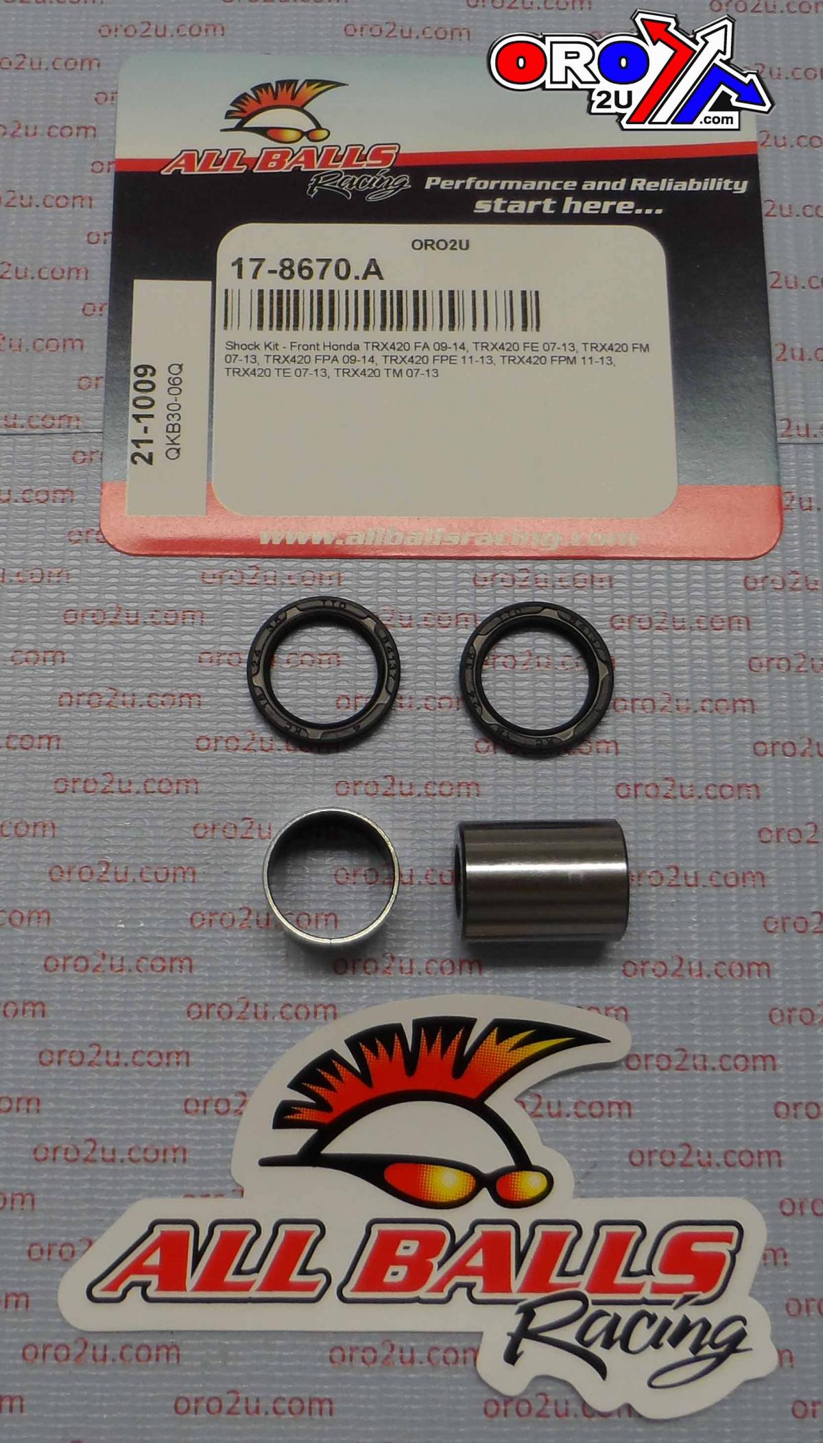 FRONT SHOCK BUSHING KIT TRX420, ALLBALLS 21-1009 HONDA ATV 91351-HN0-671, 52452-GW6-003, 51486-HN6-003 thumbnail 2