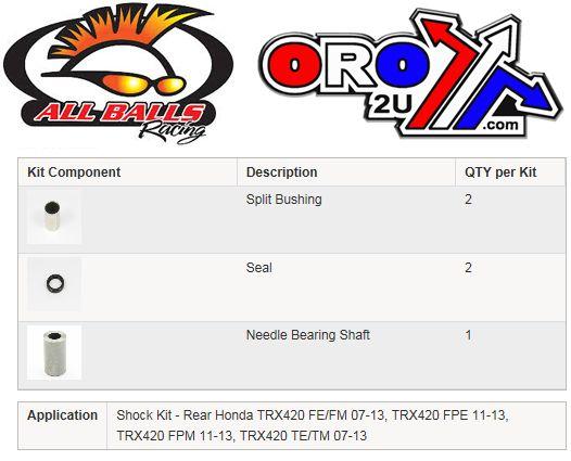 REAR SHOCK BUSHING KIT TRX420, ALLBALLS 21-1010 HONDA ATV thumbnail 3