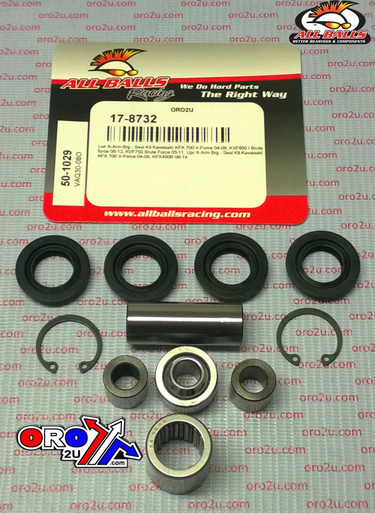 A-ARM LOWER & UPPER BEARING & SEAL KIT 04-14 KAWASAKI 450 650 700 750 KFX KVF 50-1029 thumbnail 2